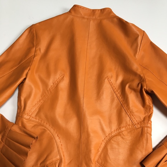 Orange leather jacket - Picture 4 of 8